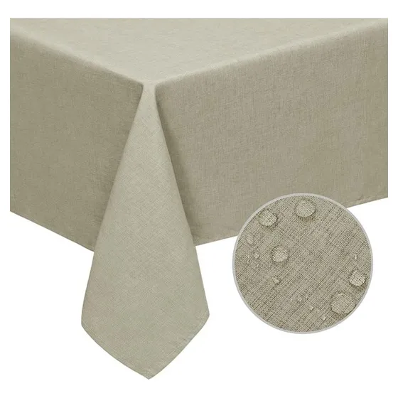 Mantel Rectangular Lino Antimancha 220x140cm Mesa Colores Az Color Beige