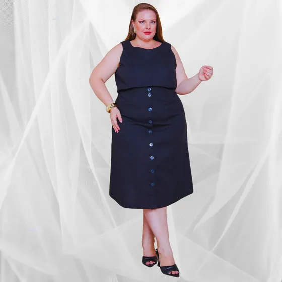 Conjunto Em Linho Plus Size Saia E Blusa