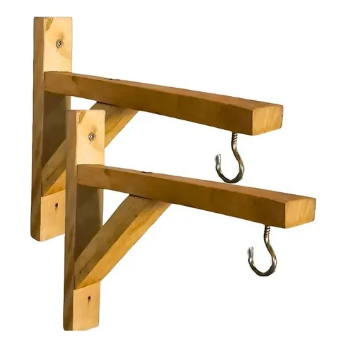 2 Suporte30cm Planta Mão Francesa Madeira Macramê Eucalipto