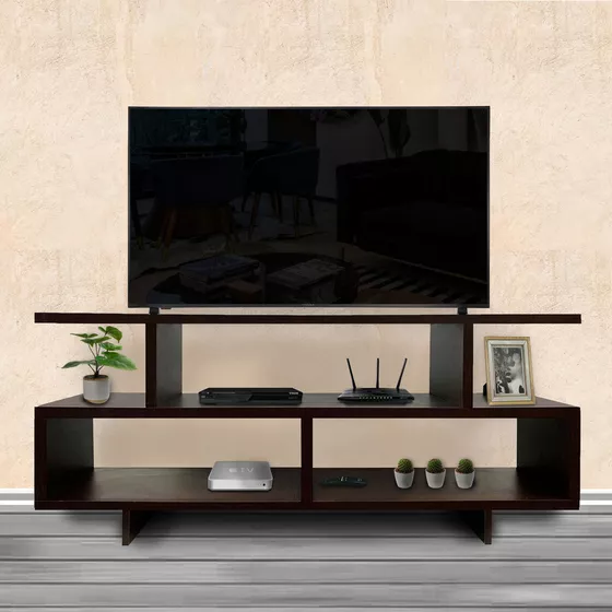 Mueble Nueble TV110-3P Tv Centro Entretenimiento Moderno Color Chocolate