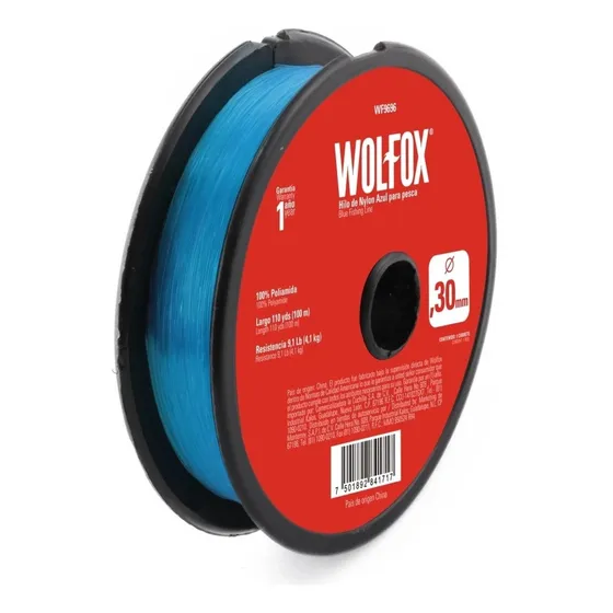Hilo De Pescar Nylon 0.35mm Azul 100m Wolfox Wf9697
