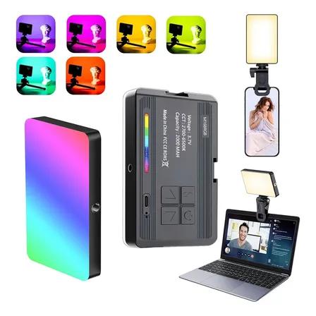 Luz De Preenchimento Rgb Mobile Para Câmera Tablet Celular 3.7v Preto Rgb