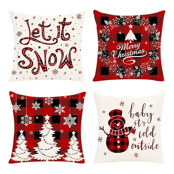 Set 4 Fundas Cojín Navideñas Decoradas 45 X 45 Cm