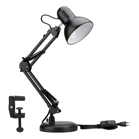 Luminária De Mesa Dapon Articulada Abajur Modelo Pixar Com Base e Garra Cor Preto