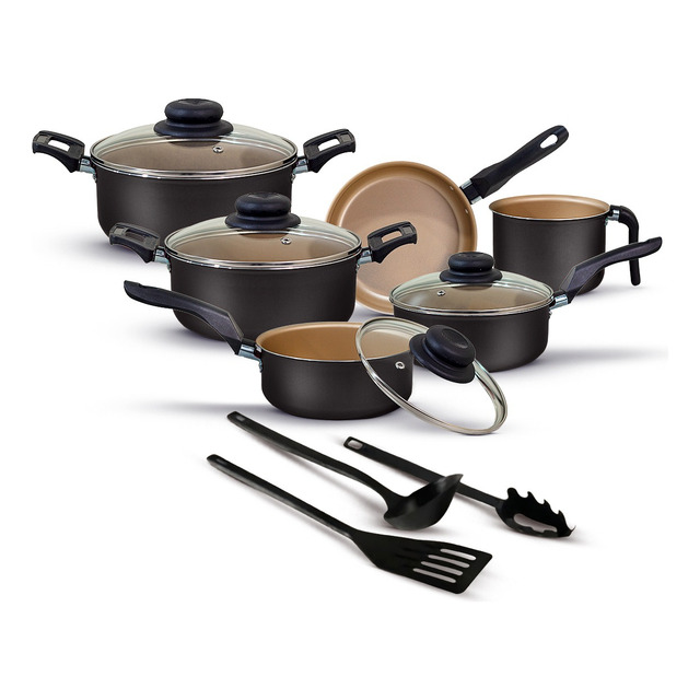 Jogo De Panelas Antiaderente 9 Peças Teflon Várias Cores