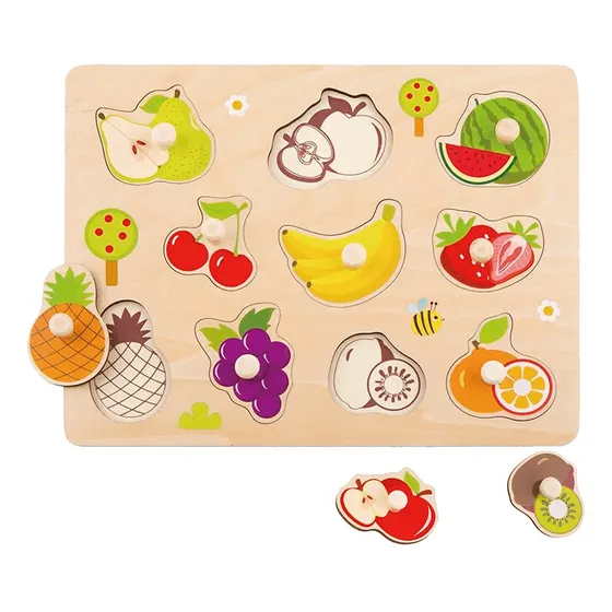 Juego Didáctico De Madera Tooky Toy Puzzle De Frutas