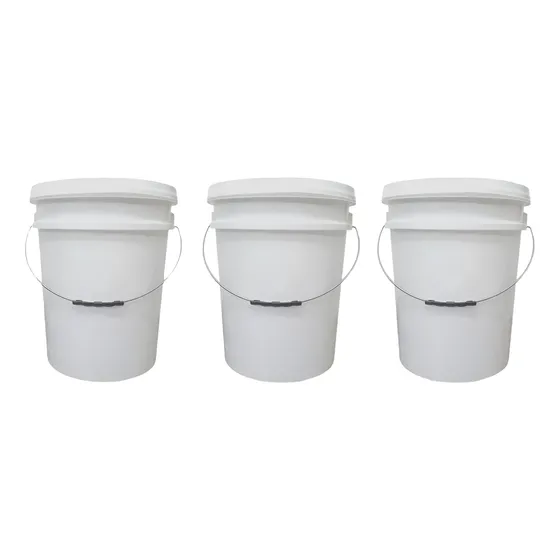 Kit 3 Baldes Com Tampa E Lacre 20 Litros Branco Alça Metal