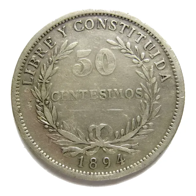 50 Cetesimos De Plata Año 1894 En Buen Estado Vea  Las Fotos