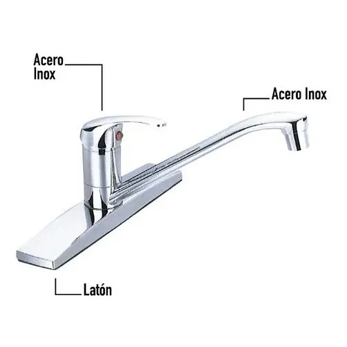 Llave Mezcladora Cromada Para Lavabo Meer Monomando Zinc Color Plateado
