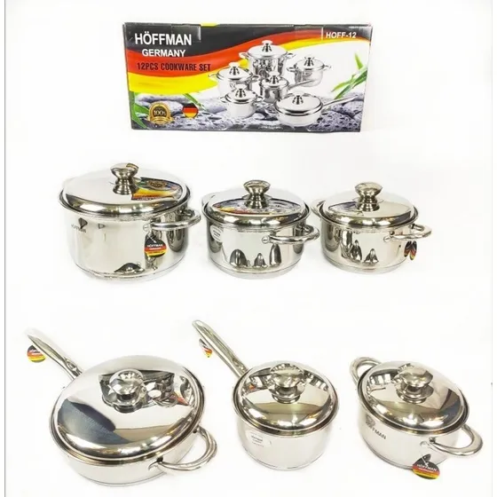 Bateria De Ollas Acero Quirurgico 12 Piezas Hoffman