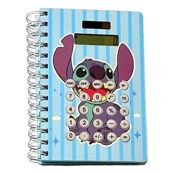 Caderno Capa Dura Brochura Com Calculadora Lilo & Stitch