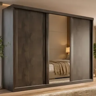 Tonielque Móveis Guarda Roupa Casal Sevilha 3 Portas Corre 6 Gav C/ Espelho
