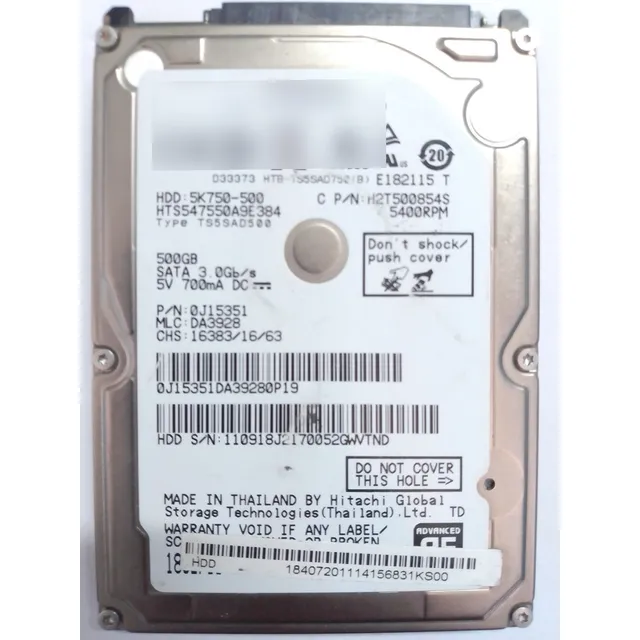 Disco Duro 500gb Sata 5k750 Hitachi 2.5 Laptop -320gb/1 Tera