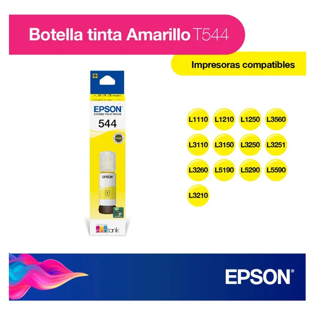 Botella De Tinta Epson Ecofit Color Amarillo T544
