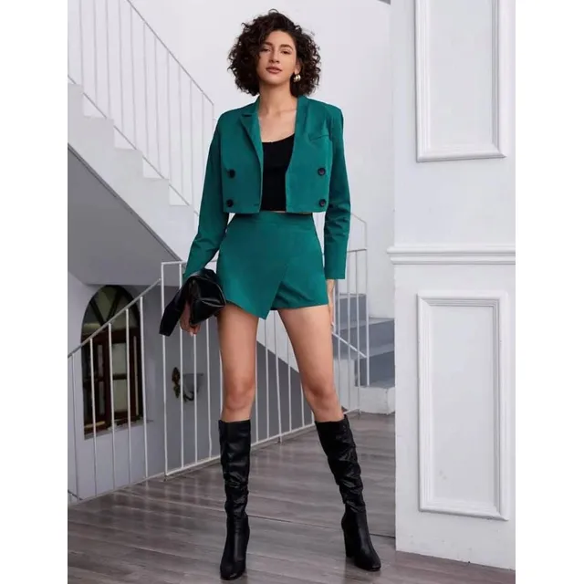 Conjunto De Blazer Y Falda Tipo Short, Marca Shein Talla S/m