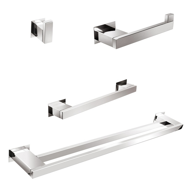 Kit Acessórios Para Banheiros 4 Peças Inox - Kromus Kitrt4a Kit Acessórios Para Banheiros 4 Peças Inox - Kromus Kitrt4a