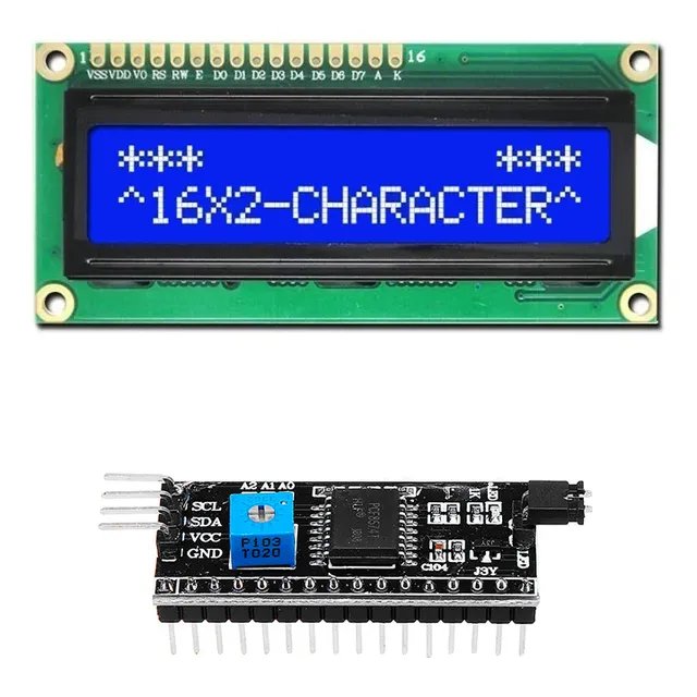 Pantalla LCD 16x2 1602 HD44780 Retroiluminación Azul y Módulo conversor I2C para Arduino