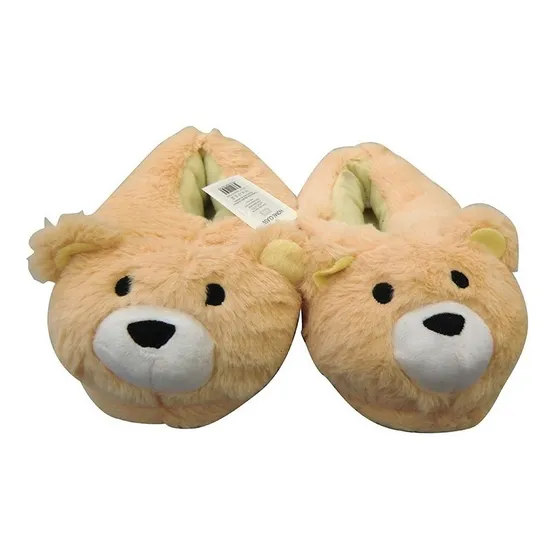 Pantufla Peluda De Oso Beige Talle Único 