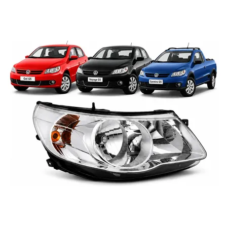 Farol Gol Saveiro Voyage G5 2009 A 2012 Cromado Foco Simples Direito/passageiro