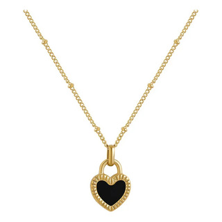 Collar Cadena De Oro Doble Vista En Forma De Corazon Collar Cadena De Oro Doble Vista En Forma De Corazon