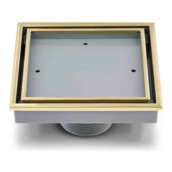 Desagüe Rejilla Cuadrada 14 Dorado Qm Veil Insertar Ceramica