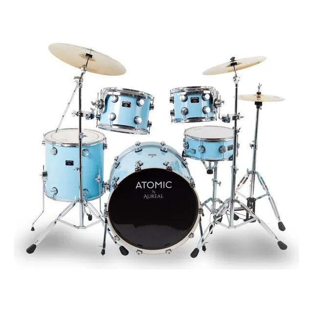 Batería Acústica Aureal Atomic Con Herrajes, Platillos Lb Color Azul claro