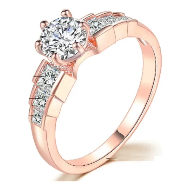 Anillo Compromiso Argolla Baño Oro Rosado + Estuche
