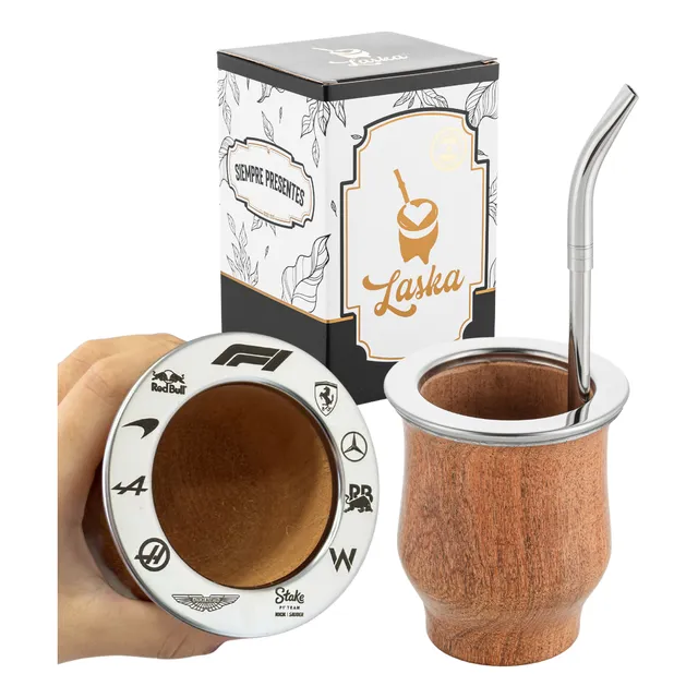 Mate Algarrobo Personalizado Grabado Diseño Con Bombilla