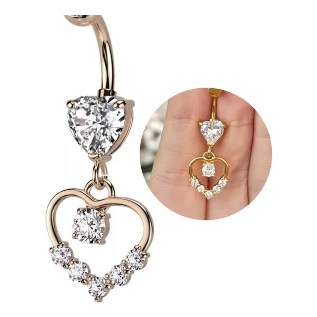 Piercing Corazon Strass Cristal, Hermosa Para Tu Piel