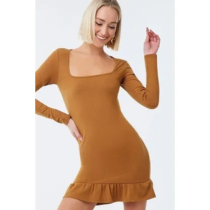 Vestido Forever 21 Talla M Color Ocre, Tasa Bcv