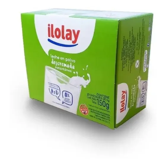 Leche En Polvo Sobres Descremada Ilolay X 30u 5g Sin Tacc