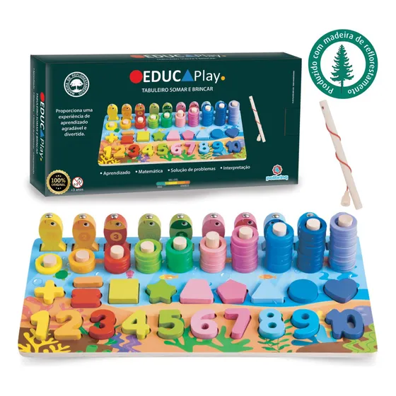Brinquedo Pedagógico Madeira Montessori Educativo Números Cor Colorido Atacarejo Kids