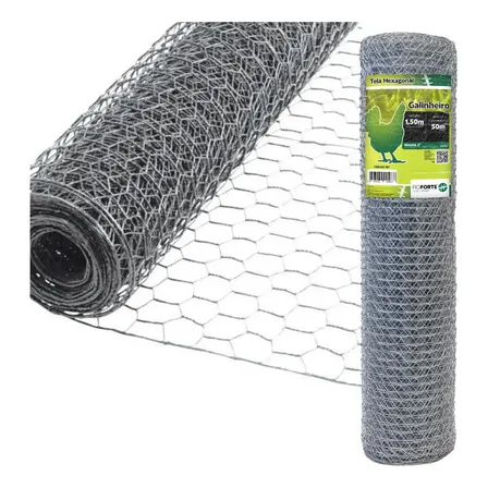 Tela Galinheiro Horta  Fio Forte 1,50x50metros Galinha