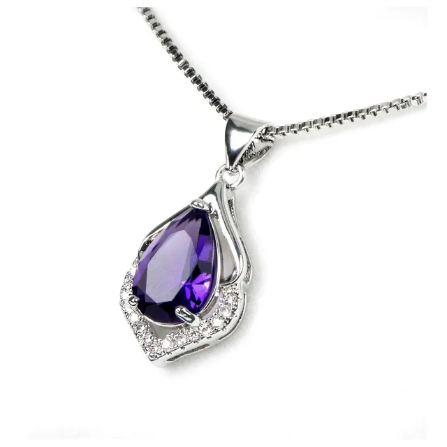 Collar  Cadena Plata 925 Amatista Y Zirconias !!!!!!!!