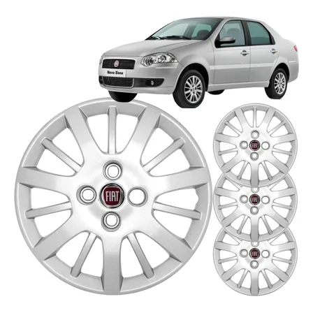 Calota Fiat Aro 14 Siena Palio 2009 2010 2011 2012 Emblemas Prateado