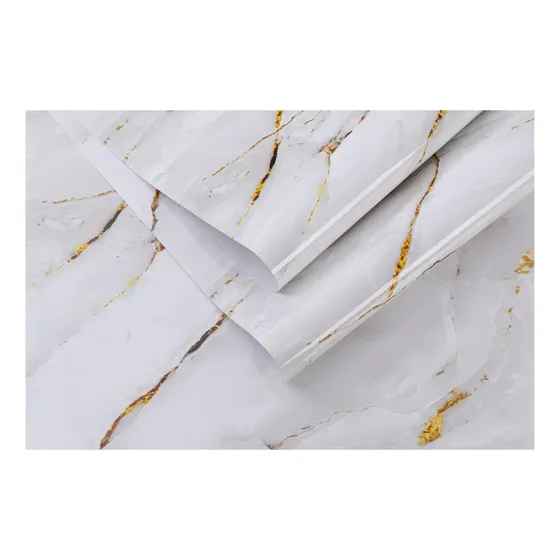 Vinilo Pvc Simil Marmol Brillante Autoadhesivo 60cm X 10mts