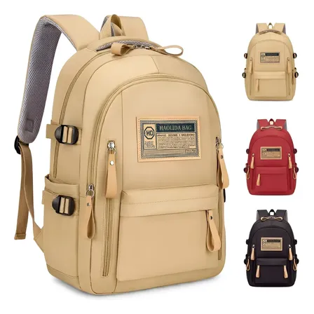 Mochila Trab Academia Faculdade Versátil Feminina Masculina Bege