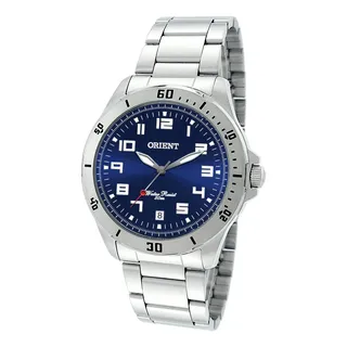 Relógio De Pulso Orient Mbss1155a Com Corria De Aço Inoxidåvel Cor Prata - Fondo Azul-escuro Relógio De Pulso Orient Mbss1155a Com Corria De Aço Inoxidåvel Cor Prata - Fondo Azul-escuro