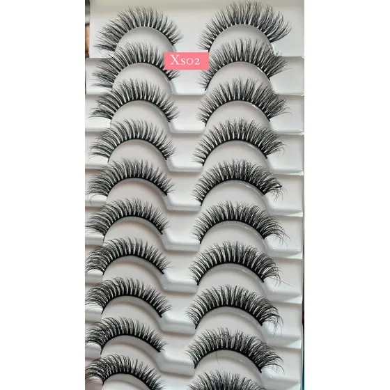 Pack De 10 Pares De Pestañas Postizas (reusables)  B-makeup