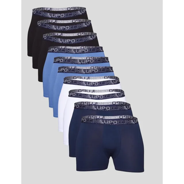 Kit Cueca Boxer Masculina Em Algodão 10 Peças Lupo Exclusivo
