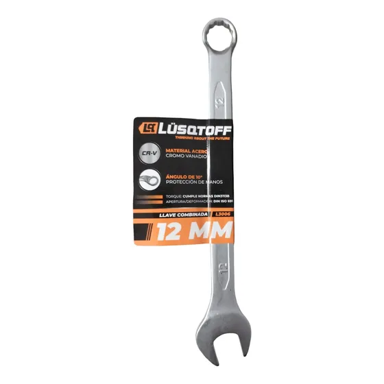 Llave Combinada Fija 12mm Cromo Vanadio Lüsqtoff L3006 Color Plateado