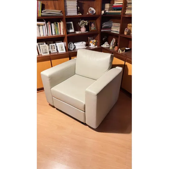 Sofá Cama Facyca Trio De Cuerina Beige Liso
