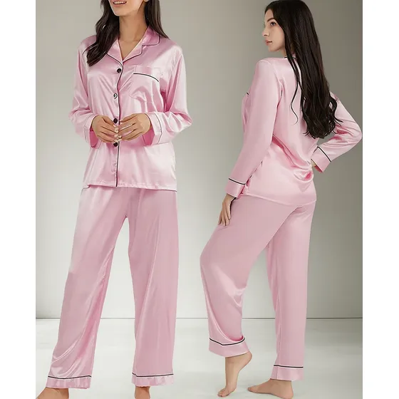 Pijama De Mujer Pantalones De Pijama Mujer De Seda 2 Piezas
