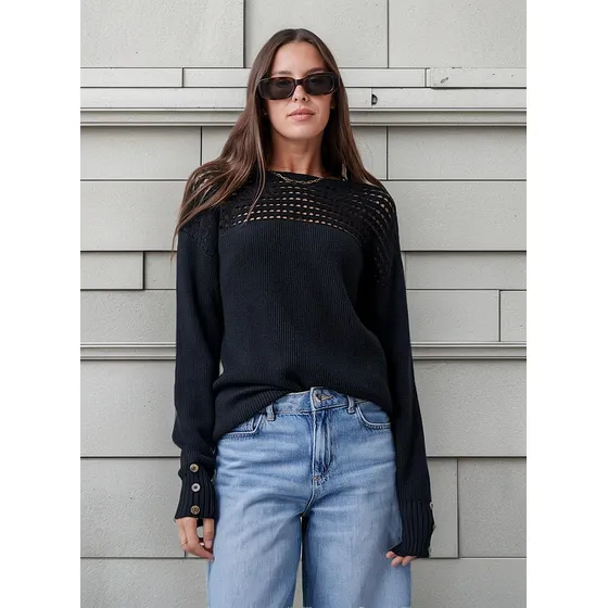 Sweater Premium Con Detalle Calado Botones Gul631 Arizona