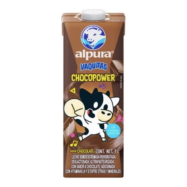 Leche Alpura Vaquitas Sabor A Chocolate 1 L 24pzas