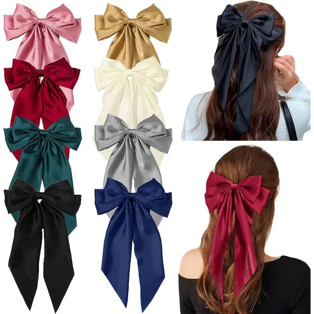 8pcs Laço De Cabelo Cetim Presilha Adulto E Infantil Laço 8pcs Laço De Cabelo Cetim Presilha Adulto E Infantil Laço