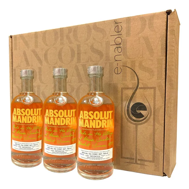Tripack Absolut Mandarin Vodka Suecia 750ml
