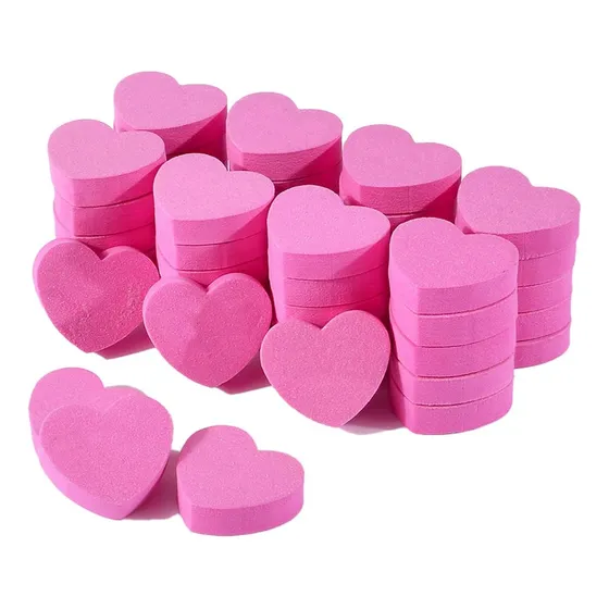 10 Mini Lima Sponge Forma Corazón Uñas Colores