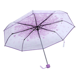 Paraguas Plegable, Transparente, A La Moda, Color Cereza, 1 Paraguas Plegable, Transparente, A La Moda, Color Cereza, 1