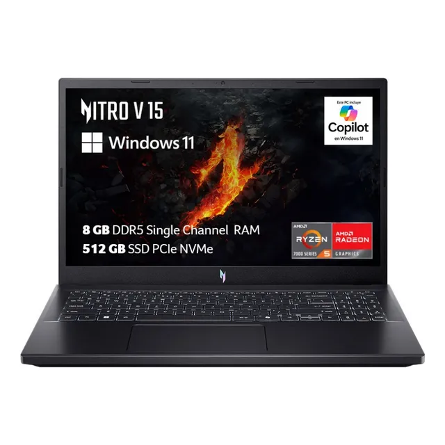 Laptop Nitro V15 Ryz5 7535hs 8gb 512gb Ssd 15.6 Fhd Rtx3050 Color Negro
